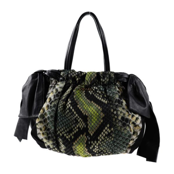 2008073007120 1 Prada Nylon Shoulder Bag Python Print