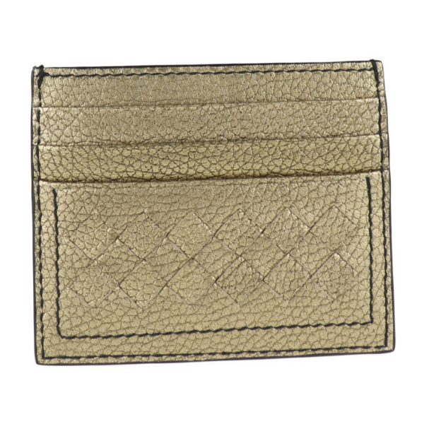 2009093007230 1 Bottega Veneta Intrecciato Card Case Leather Gold