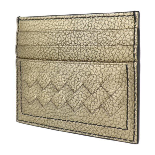 2009093007230 2 Bottega Veneta Intrecciato Card Case Leather Gold