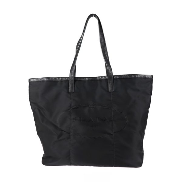 2009123002138 1 Prada Nylon Leather Tote Bag Black