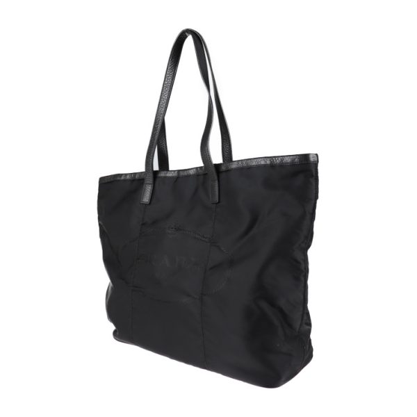 2009123002138 2 Prada Nylon Leather Tote Bag Black