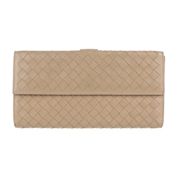 2009123002167 1 Bottega Veneta Intrecciato Long Wallet Leather Beige