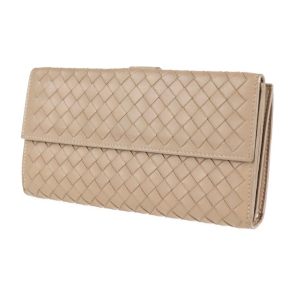 2009123002167 2 Bottega Veneta Intrecciato Long Wallet Leather Beige