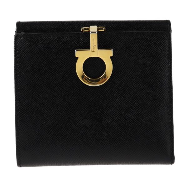 2010073001159 1 Salvatore Ferragamo Gancini Leather Bifold Wallet Black