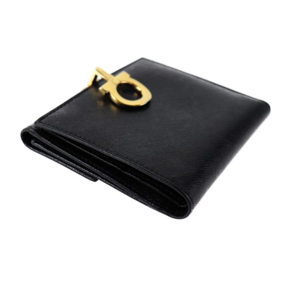 2010073001159 4 Salvatore Ferragamo Gancini Leather Bifold Wallet Black