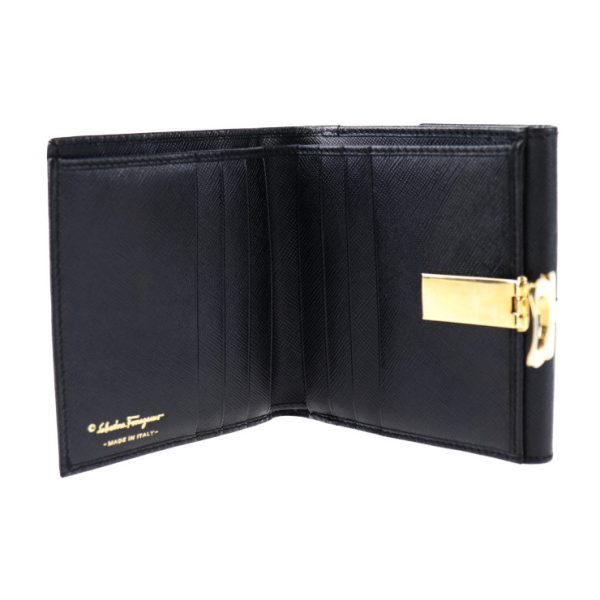 2010073001159 6 Salvatore Ferragamo Gancini Leather Bifold Wallet Black