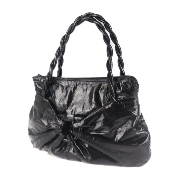 2010103004176 2 Salvatore Ferragamo Gancini Patent Leather Handbag Black