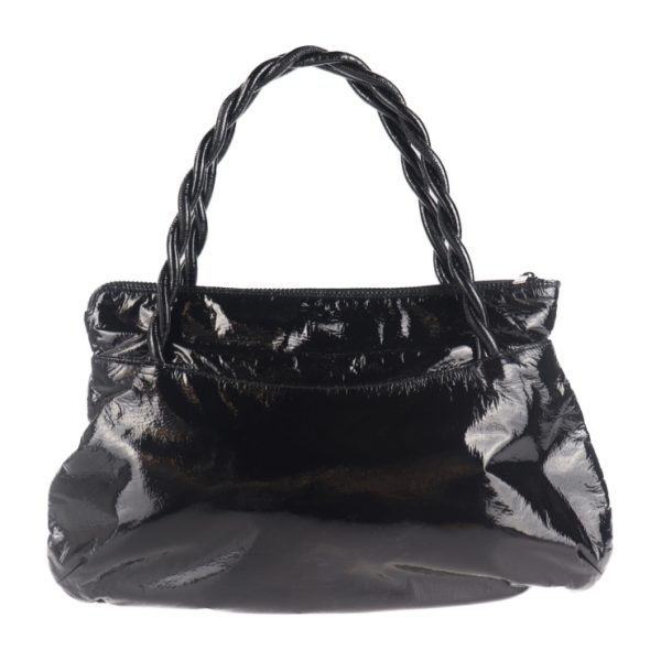 2010103004176 3 Salvatore Ferragamo Gancini Patent Leather Handbag Black