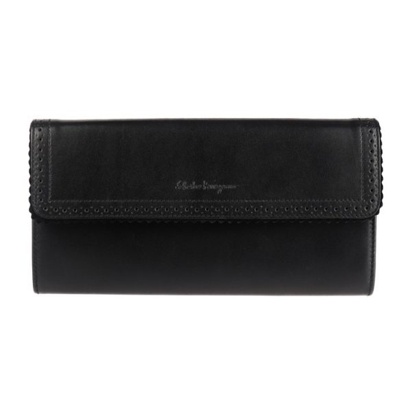 2010113004125 1 Salvatore Ferragamo Leather Long Wallet Black