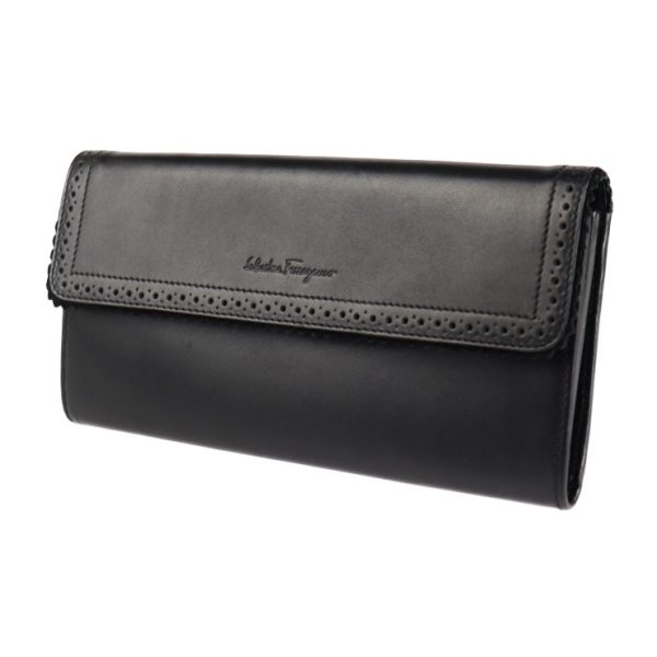 2010113004125 2 Salvatore Ferragamo Leather Long Wallet Black