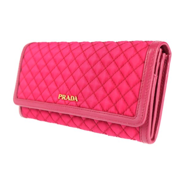 2010113004132 2 Prada Nylon Leather Long Wallet Pink