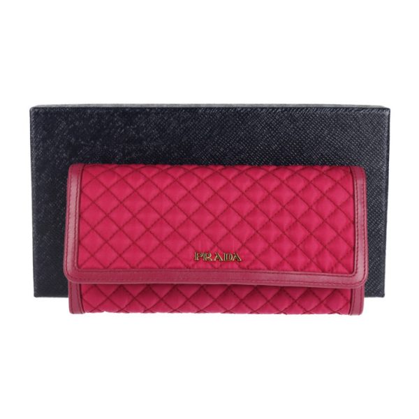 2010113004132 9 Prada Nylon Leather Long Wallet Pink