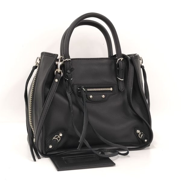 oppo 256 Balenciaga Paper Mini Leather Shoulder Bag Black