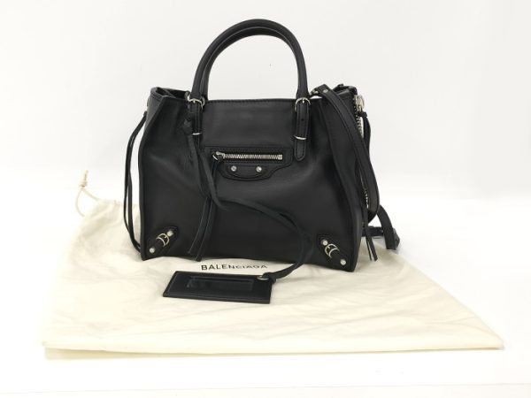 oppo 256 Balenciaga Paper Mini Leather Shoulder Bag Black