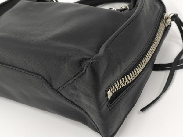 oppo 256 Balenciaga Paper Mini Leather Shoulder Bag Black