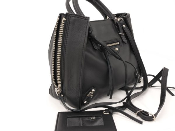 oppo 256 Balenciaga Paper Mini Leather Shoulder Bag Black