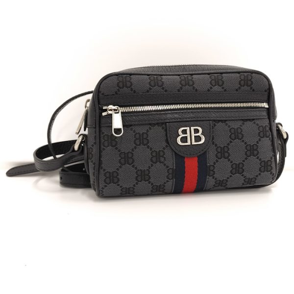 oppo 256 GUCCI Balenciaga Collaboration Hacker Camera Bag GG BB Logo GG Supreme Canvas Black