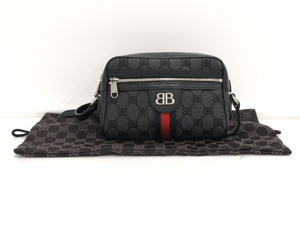 oppo 256 GUCCI Balenciaga Collaboration Hacker Camera Bag GG BB Logo GG Supreme Canvas Black