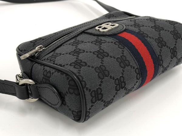 oppo 256 GUCCI Balenciaga Collaboration Hacker Camera Bag GG BB Logo GG Supreme Canvas Black