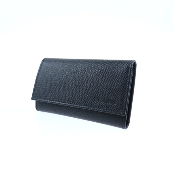 2011023002108 1 Prada Saffiano Leather Key Case Black