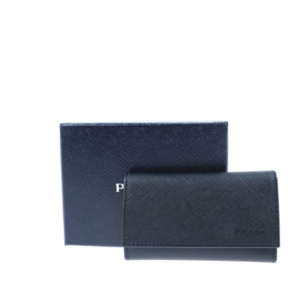 2011023002108 6 Prada Saffiano Leather Key Case Black