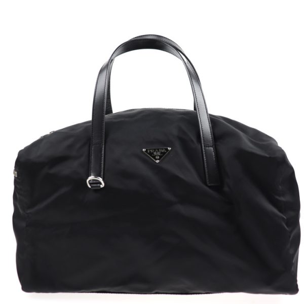 2011033007088 1 Prada Nylon Leather Boston Bag Black