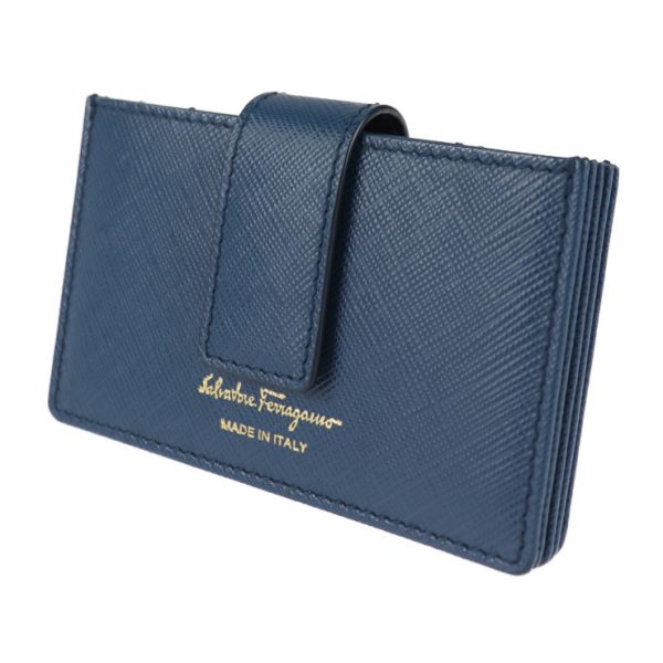 2011093001240 2 Salvatore Ferragamo Gancini Leather Card Case Blue