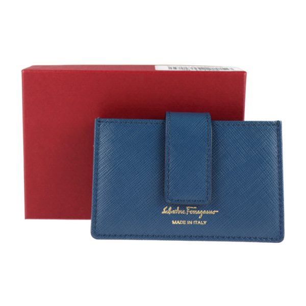 2011093001240 8 Salvatore Ferragamo Gancini Leather Card Case Blue