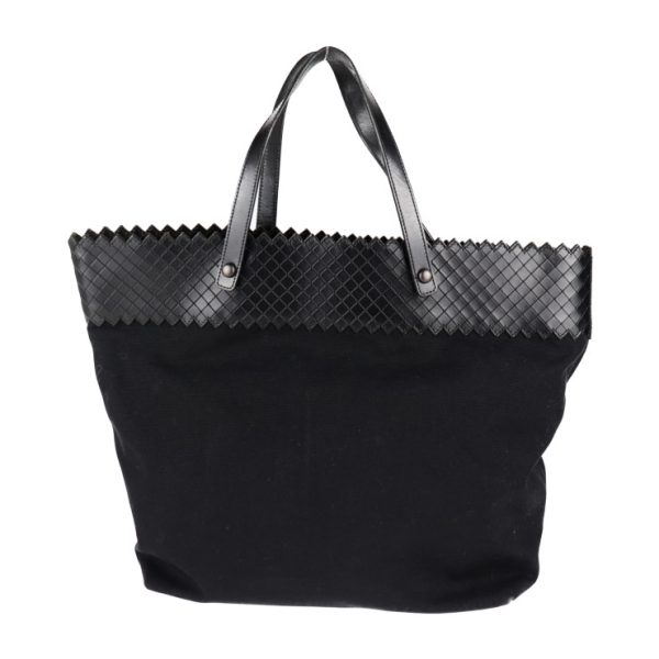 2011113002142 1 Bottega Veneta Intreccio Mirage Tote Bag Canvas Leather Black