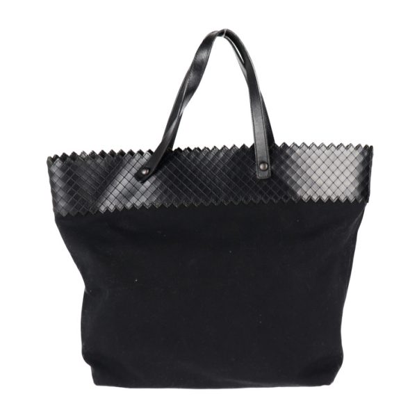 2011113002142 3 Bottega Veneta Intreccio Mirage Tote Bag Canvas Leather Black