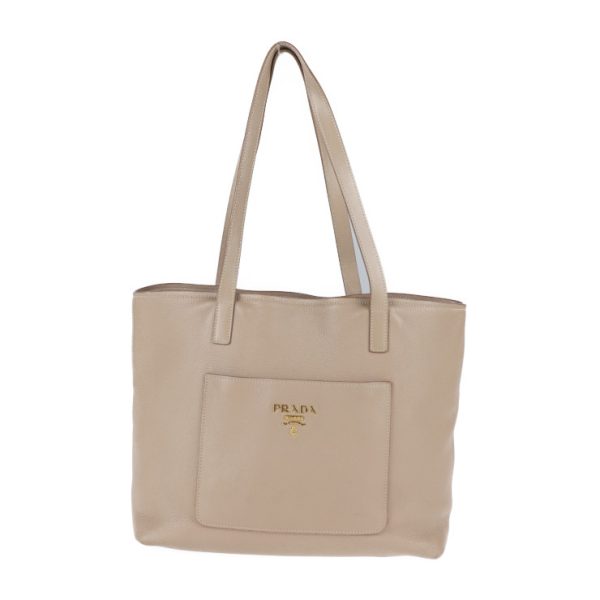 2011113002147 1 Prada Leather Tote Bag Beige