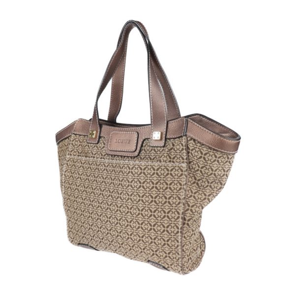 2011113002153 2 Loewe Anagram Canvas Leather Tote Bag Beige Brown