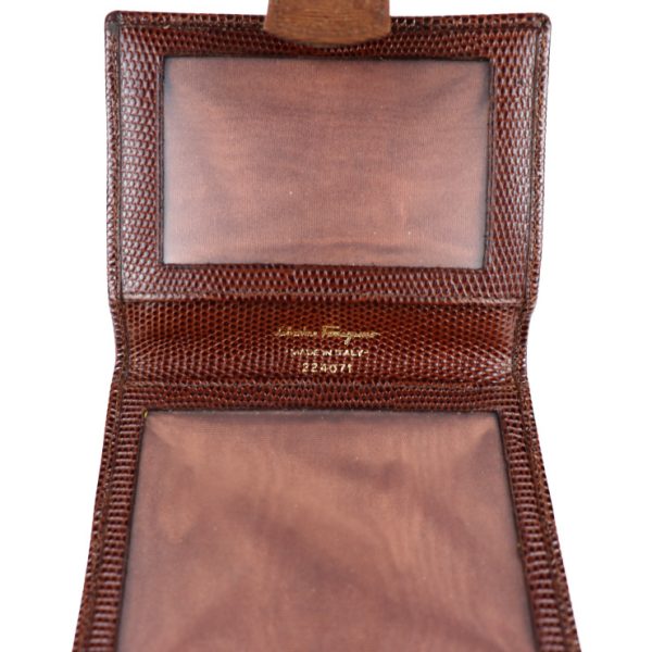 2012053002109 6 Salvatore Ferragamo Vala Lizard Calf Pass Case Brown