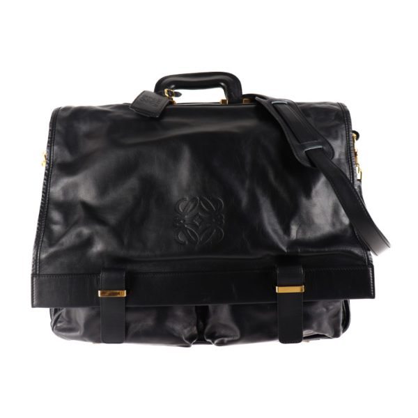 2012083007153 1 Loewe Anagram Leather Briefcase Black