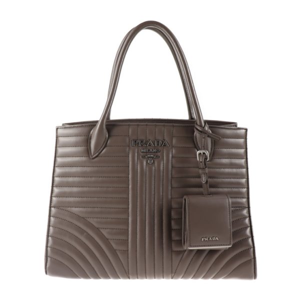 2012083007155 1 Prada Diagram Leather Handbag Gray