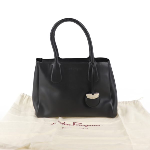 2012083007159 9 Salvatore Ferragamo Nolita Leather Tote Bag Black