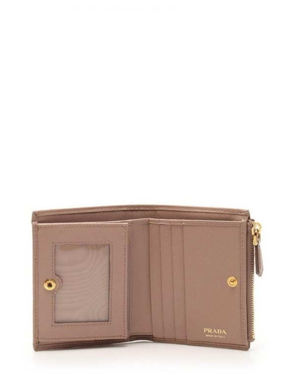 2014013002066 4 Prada Saffiano Leather Bifold Wallet Beige