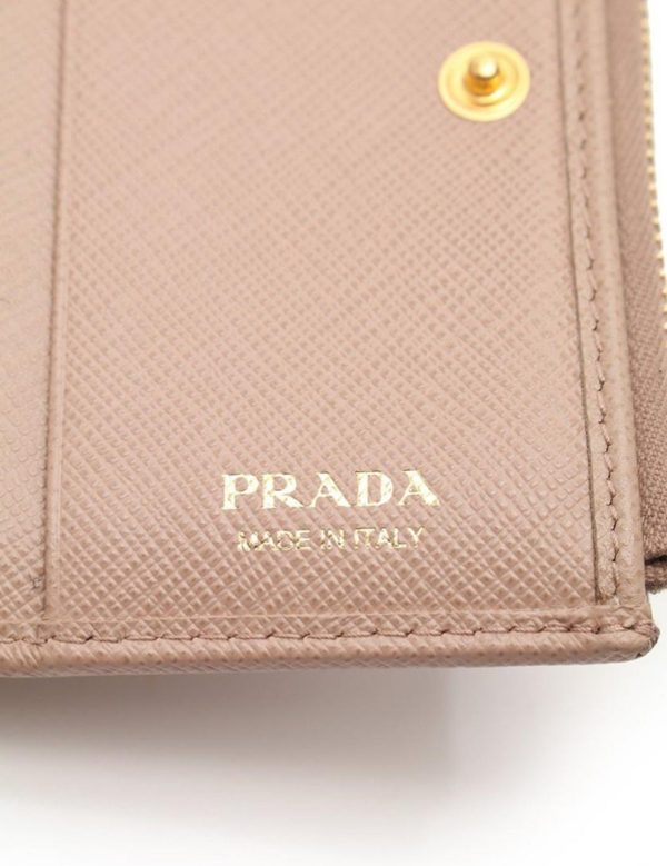 2014013002066 5 Prada Saffiano Leather Bifold Wallet Beige