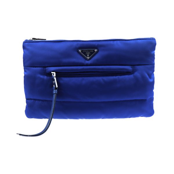 2014013002090 1 Prada Nylon Tessuto Bomber Clutch Bag Blue