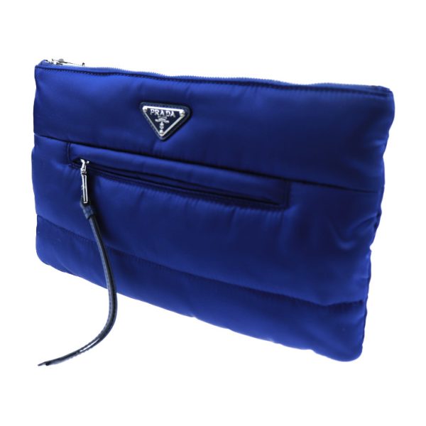 2014013002090 2 Prada Nylon Tessuto Bomber Clutch Bag Blue