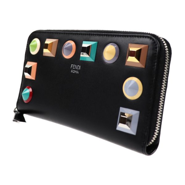 2014043002190 2 Fendi Long Wallet Leather Black Multicolor