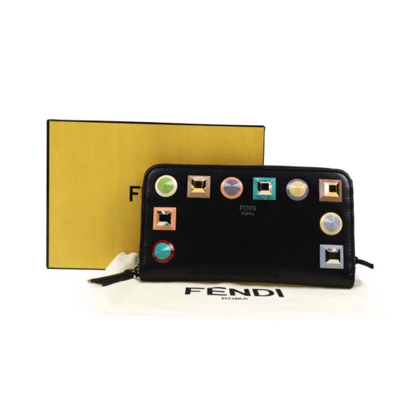 2014043002190 8 Fendi Long Wallet Leather Black Multicolor