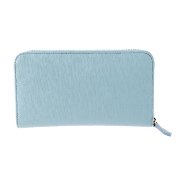 2014073002183 3 Fendi Long Wallet Leather Light Blue Flower Motif