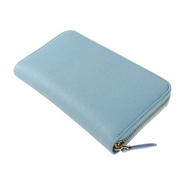 2014073002183 5 Fendi Long Wallet Leather Light Blue Flower Motif