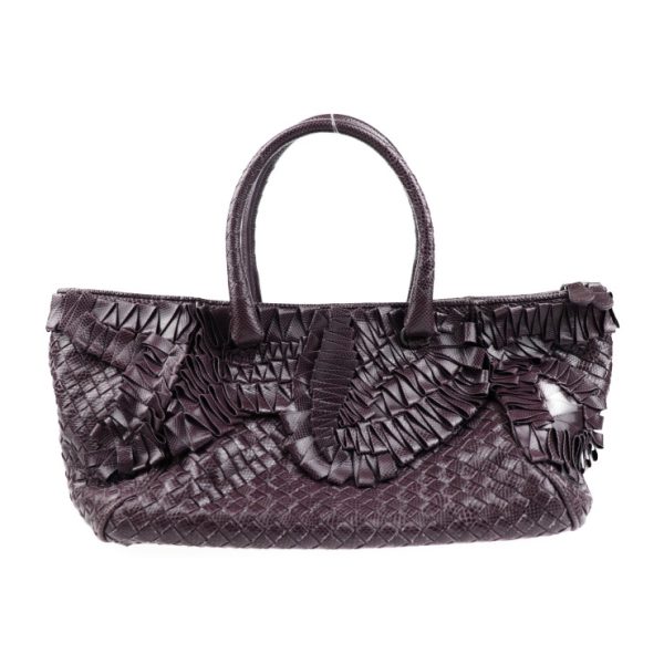 2015043007276 1 Bottega Veneta Intrecciato Handbag Leather Lizard Dark Purple