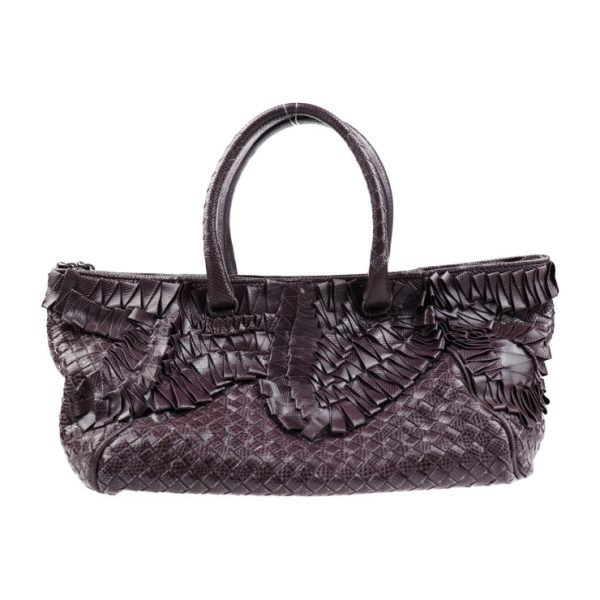 2015043007276 3 Bottega Veneta Intrecciato Handbag Leather Lizard Dark Purple