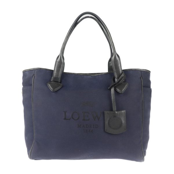 2015093002288 1 Loewe Leather Canvas Tote Bag Navy