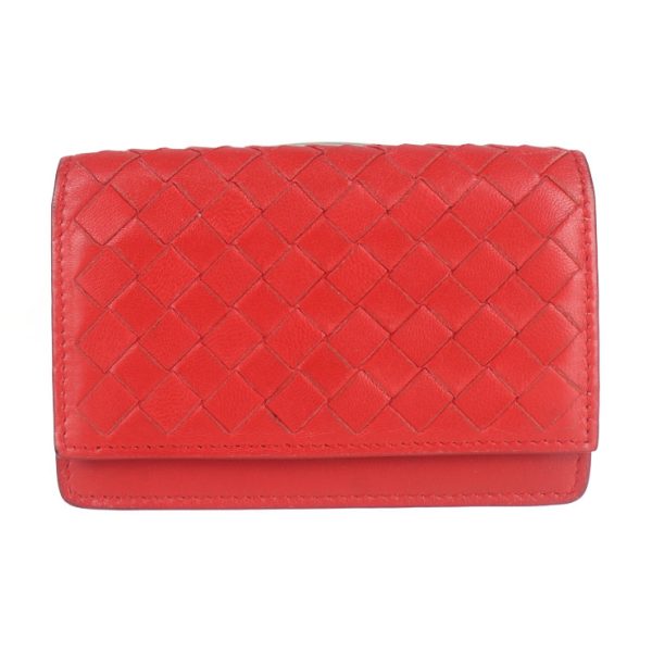 2016093007327 1 Bottega Veneta Business Card Holder Leather Red