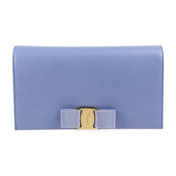 2016123002334 1 Salvatore Ferragamo Vara Leather Long Wallet Blue