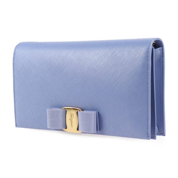 2016123002334 2 Salvatore Ferragamo Vara Leather Long Wallet Blue